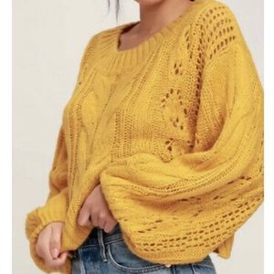 Lulus Mustard Yellow Crop Knit Sweater